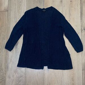 Talbots linen Navy blue Open-Front Cardigan size small petite sweater